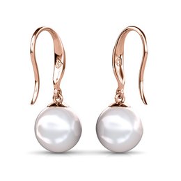 Pendientes de gancho de perlas - oro rosa y blanco