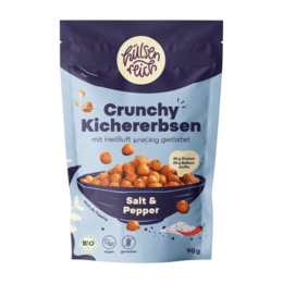  Crunchy chickpeas with salt and pepper flavor. Protein-rich snack, vegan and gluten-free.