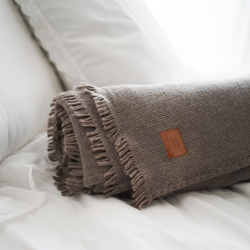 Merino tæppe Premium - taupe