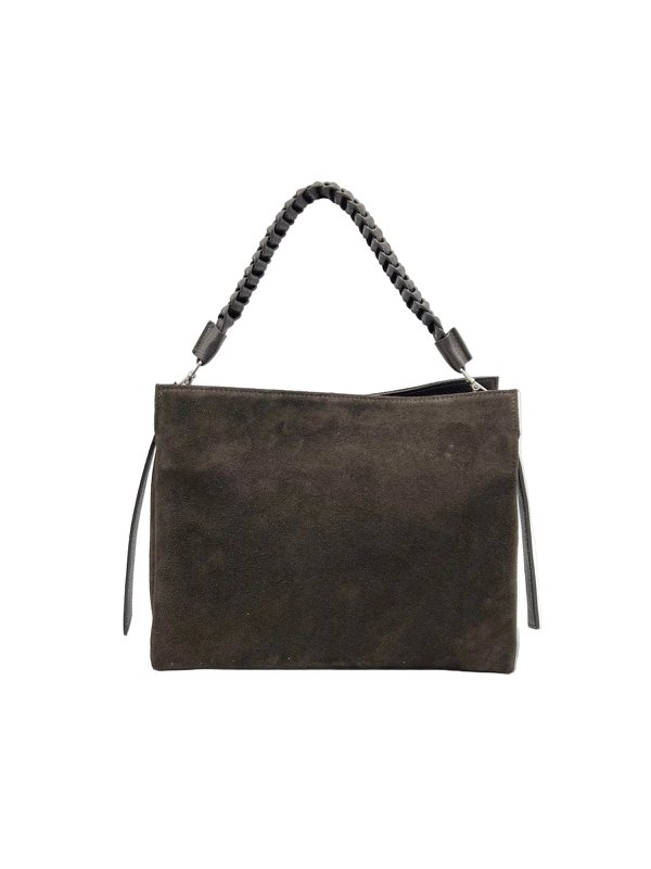 Suede and Genuine Leather Shoulder Bag, Made in Italy, art. 112756