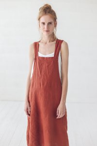 Linnen Cross Back Japanse stijl schort in verschillende kleuren
