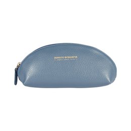 RB1088P | Astuccio/Pochette a Mezzaluna Made in Italy in Vera Pelle grana Dollaro. Colore Avio