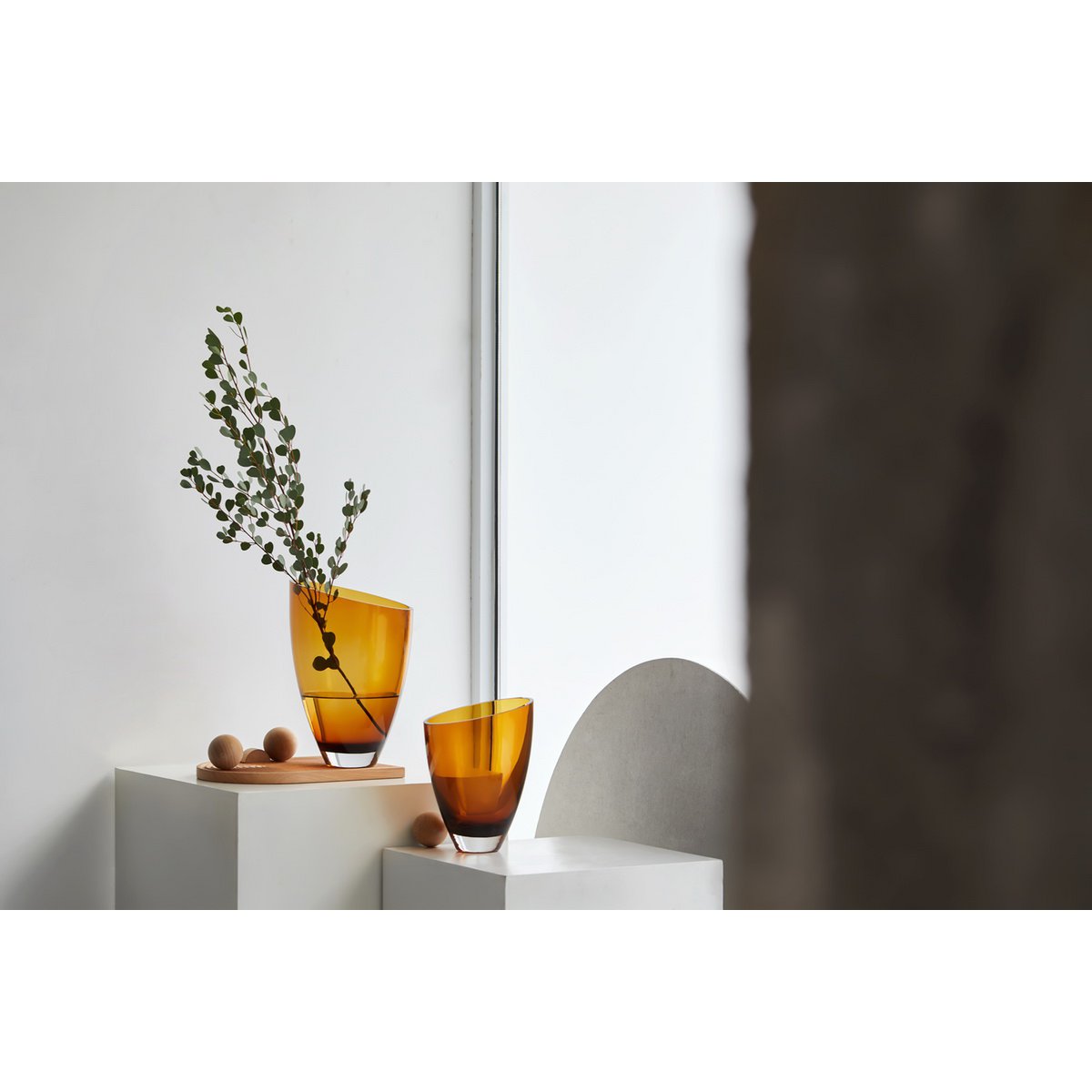 large glass vase, crystal clear, amber, BULED 30 AMBER 9mm thick glass