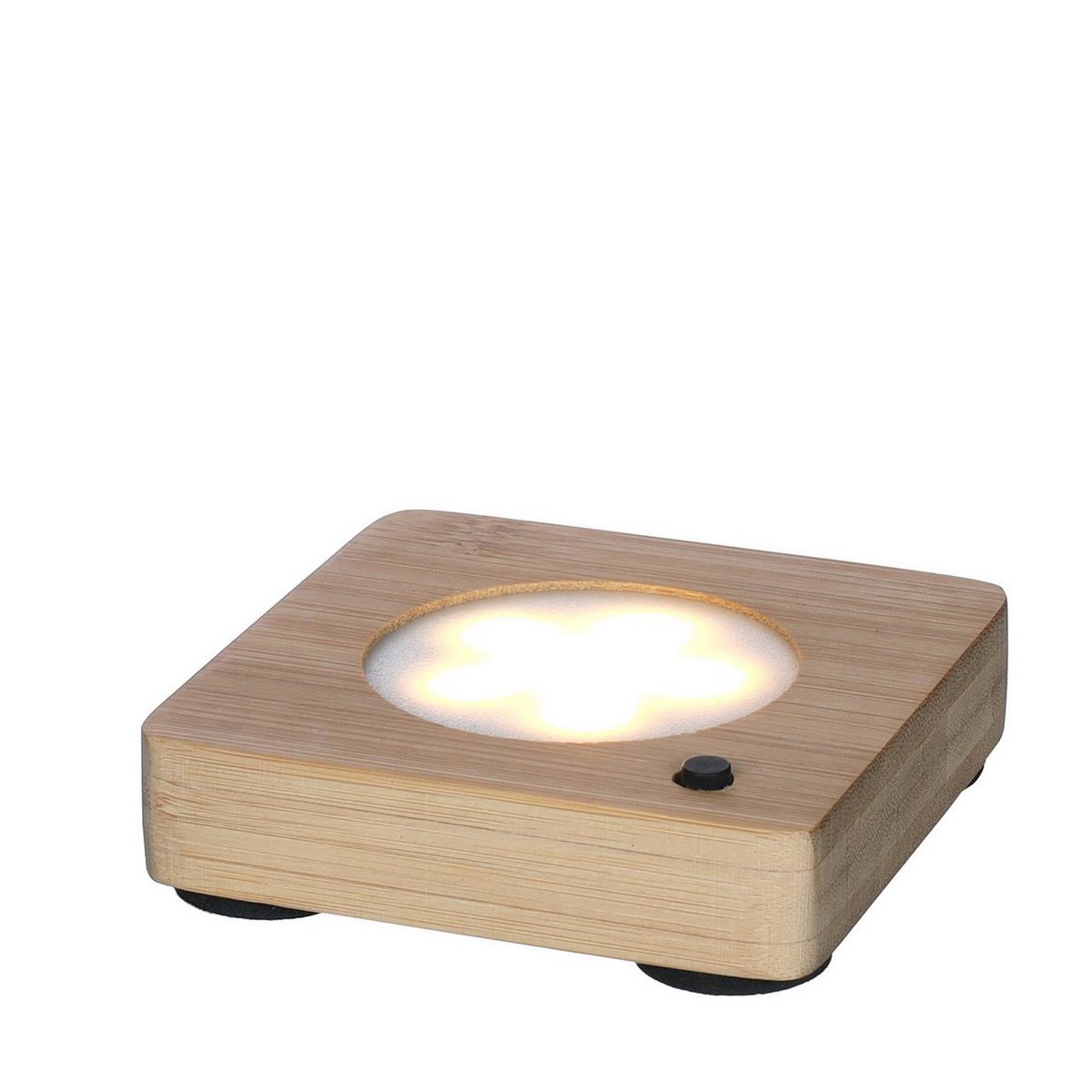 Wooden platform with rechargeable LED 9x9 cm