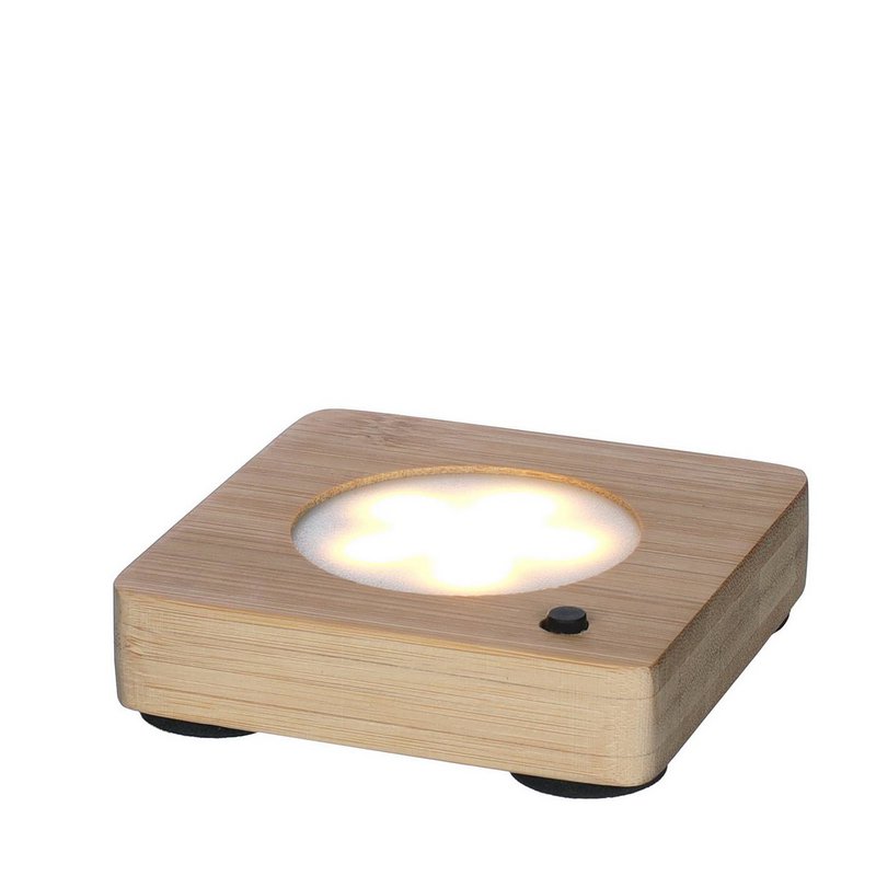Wooden platform with rechargeable LED 9x9 cm