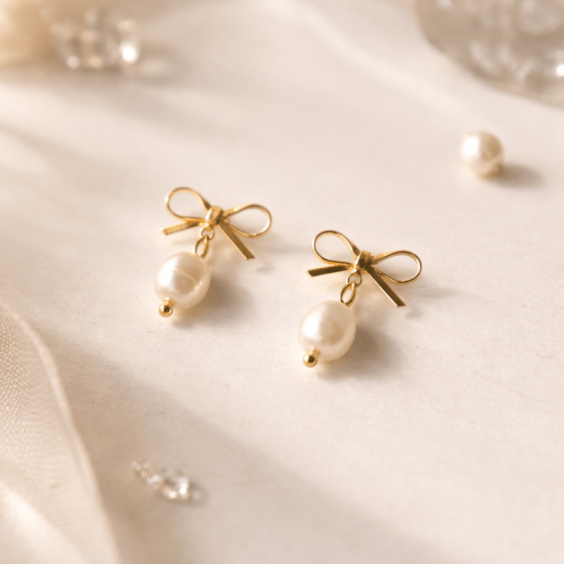 FIOCCO - Gold plated earrings with river pearl