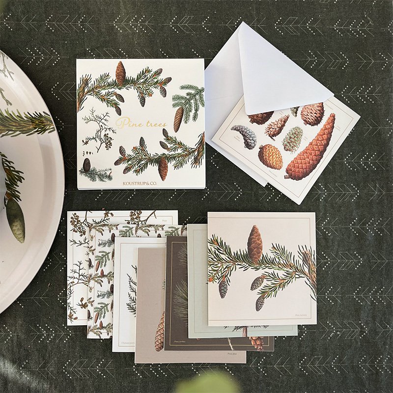 Pine trees - Square cardfolder w/ 8 cards and envelopes