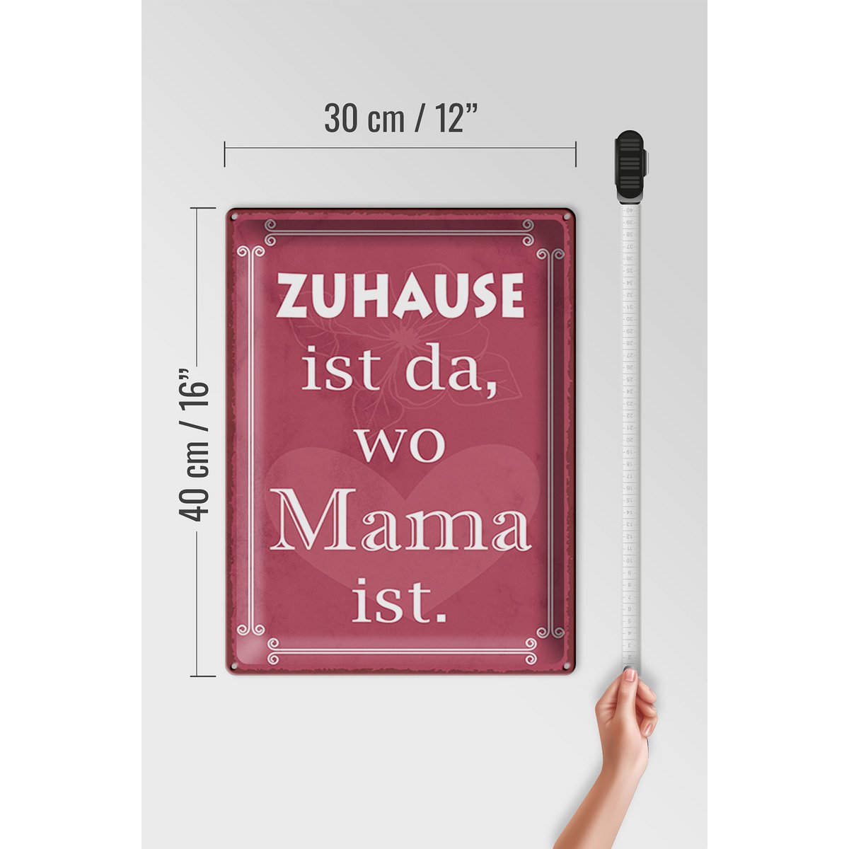 Tin sign saying 30x40cm Home is where mom is