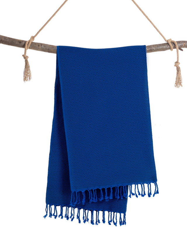 SAMOS Cotton Hammam Pool Towel – Lightweight – Blue / Navy Blue - 180x100 cm