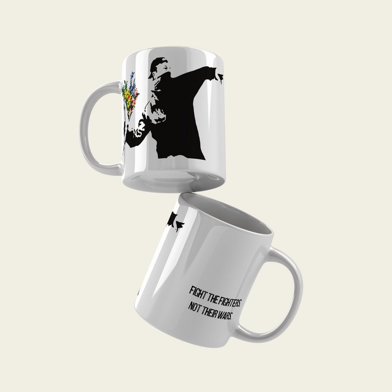 Banksy Ceramic Mug 325ml -  The Flower Thrower