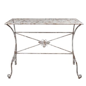 Garden table White Brown, Iron 112x50x86 cm