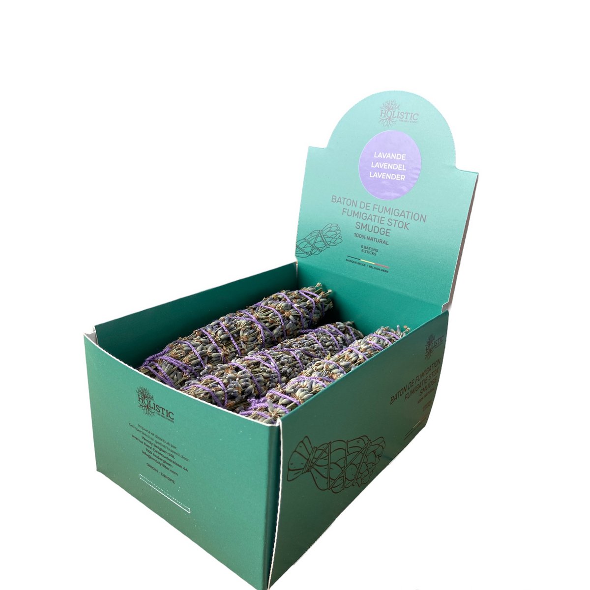 6 Smudge Lavendel Box Display med 6 lavendel fumigationspinde