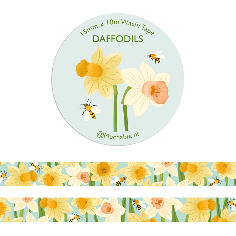 Washi tape/nastro di carta - motivo a fiori di narciso