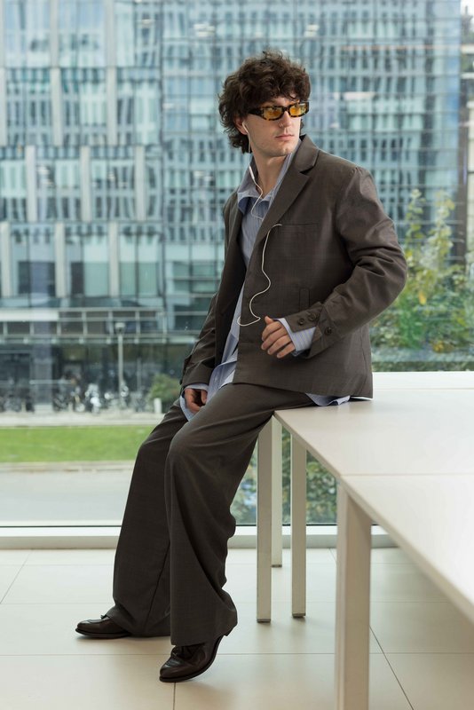Unstructured wool blazer in brown Prince of Wales check Made in Italy