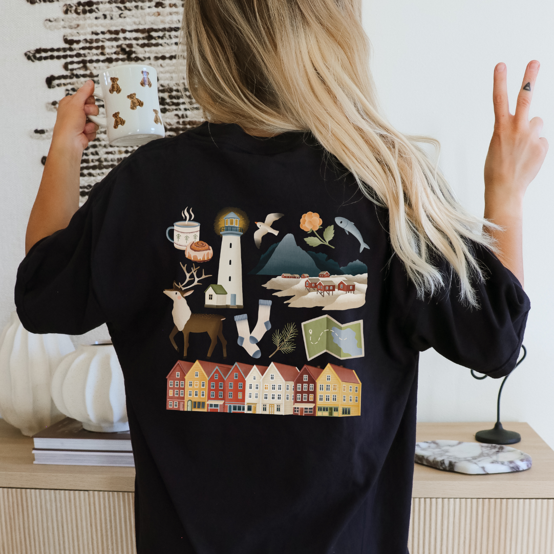 Camiseta Noruega Viaje - Camisa de algodón de algodón orgánico