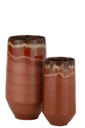 J -Line Vase Aline Lang - Keramik - Rød - Stor - 50 cm høj