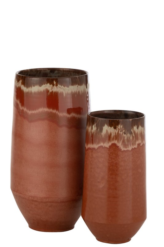 J -Line Vase Aline Lang - Keramik - Rød - Stor - 50 cm høj
