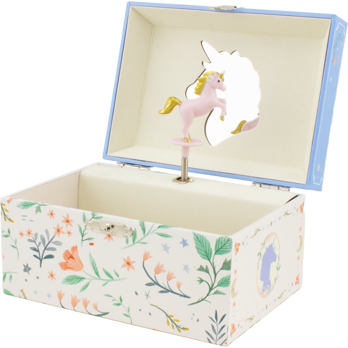 COFFRE MUSICAL LICORNE BLEU CIEL