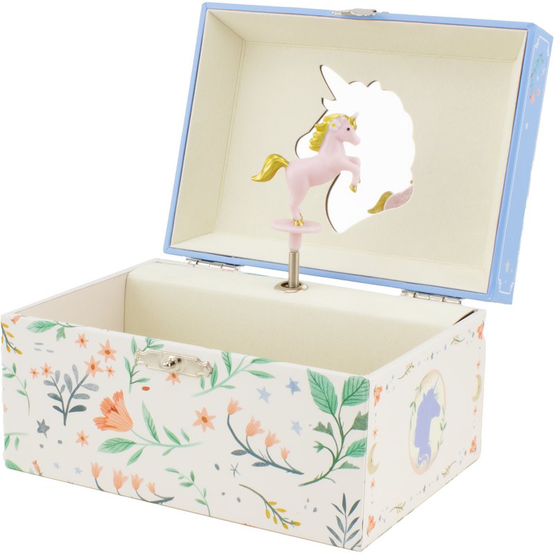 CAJA MUSICAL UNICORNIO AZUL CIELO