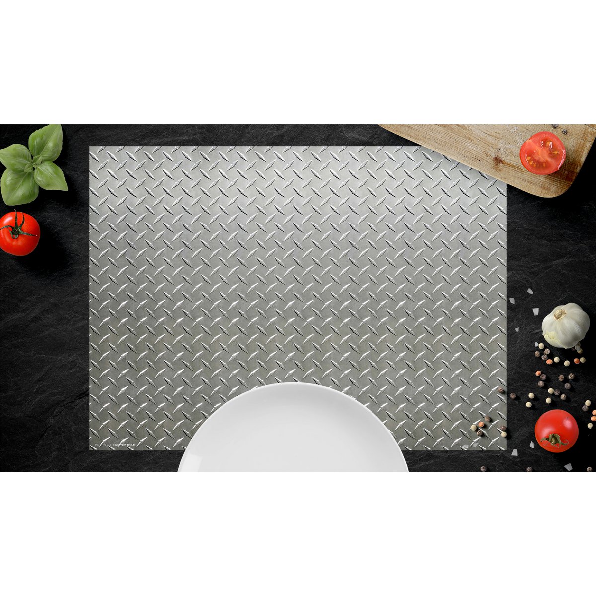 Rimpelpatroon van staalplaten - Placemats | Premium vinyl placemats 44 x 32 cm - 4 stuks
