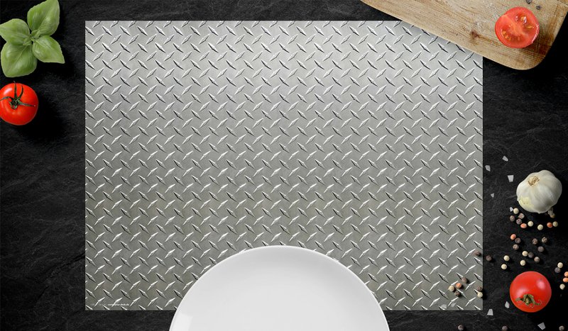 Stahlblech Riffel Muster - Tischsets | Platzsets aus Premium-Vinyl 44 x 32 cm - 4 Stück