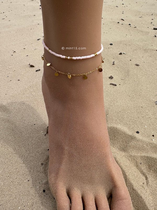 Little Beads Anklet - Soft Pink