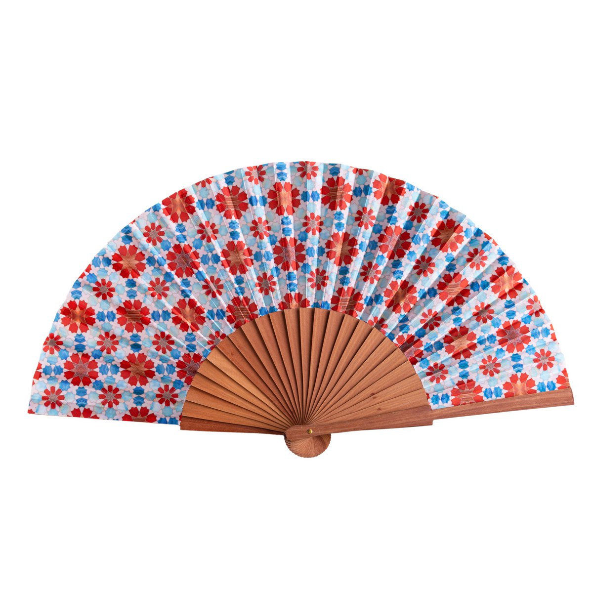 Octagon Mosaic Satin Hand Fan Halima 23 cm