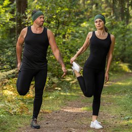 Conjunto de 2 piezas de top y braguita sin mangas 160 Merino para mujer, color negro