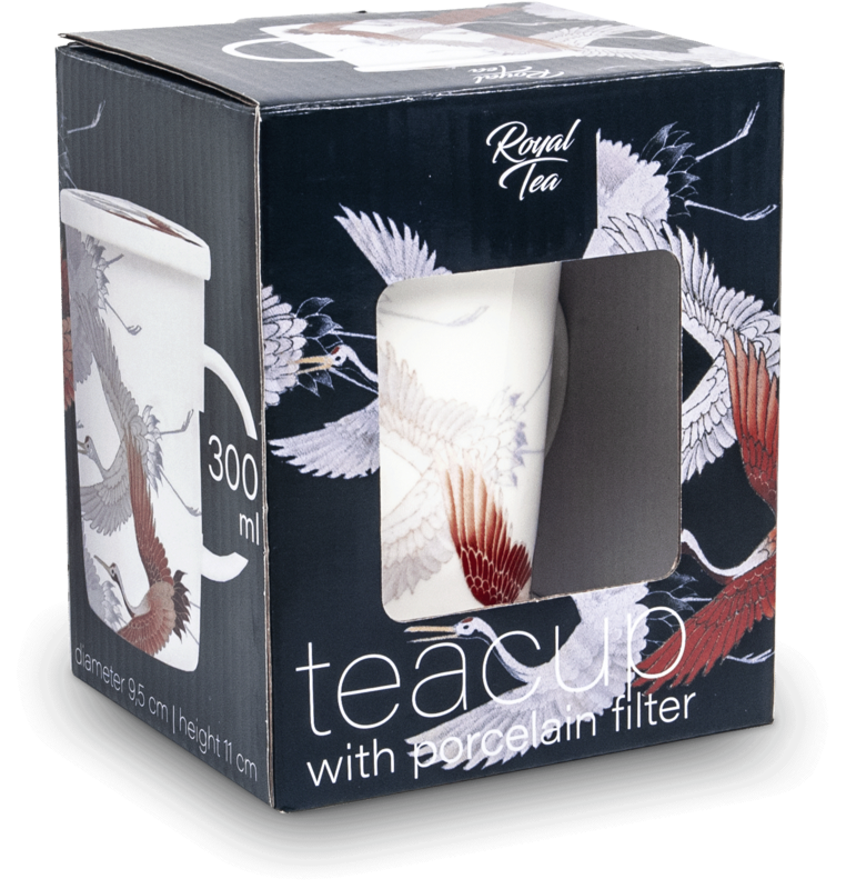 Edo Teamug set, Crane White, porc.filter, giftbox