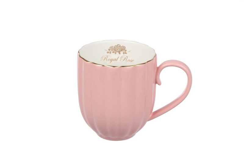 Royal Rose Becher rosa mit Goldrand 320 ml Isabelle Rose