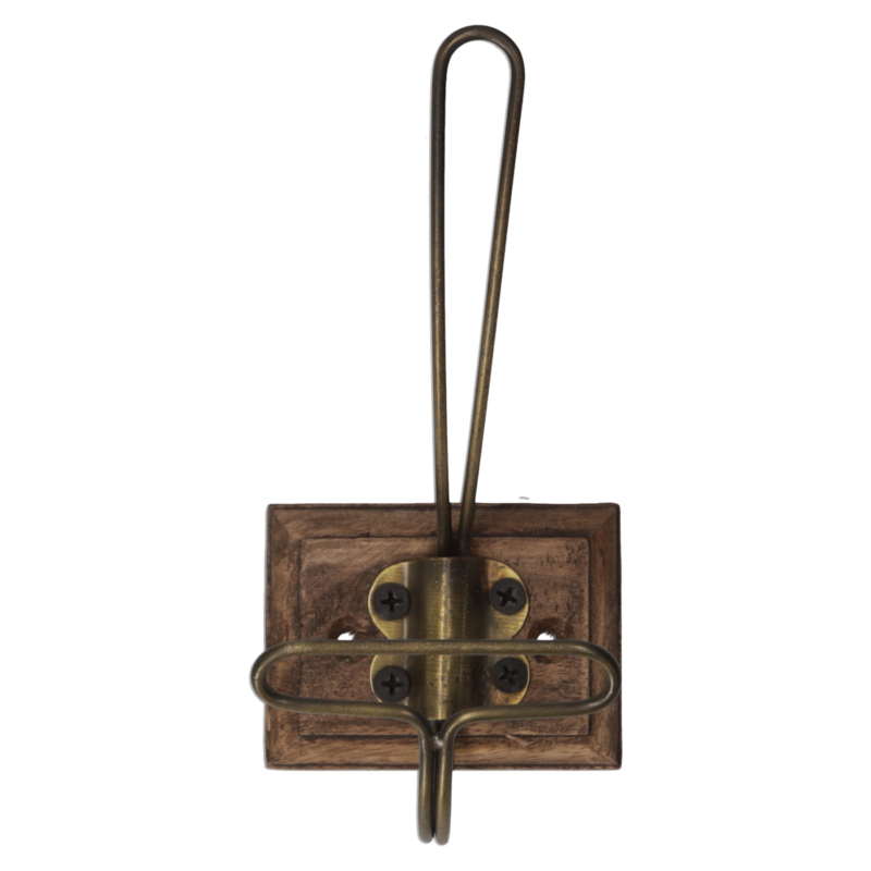 Iron and wood hanger 1 hook 8 x 10 x 16 h cm