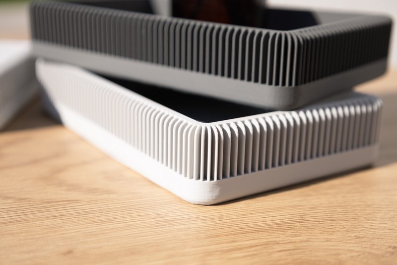 Sleek Rectangular Cool Tone Trays - Modern Ribbed Design, Perfect for Desk, Entryway, Coffee Table, or Home Organization Needs