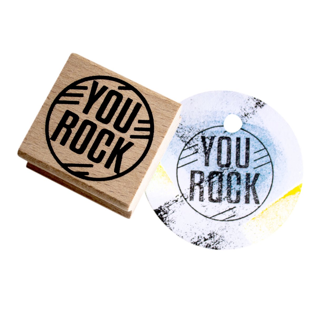 You Rock Wooden Rubber Stamp with Mint Colored Rubber - Perfect for Teachers, Students, and Rockstar Co-workers