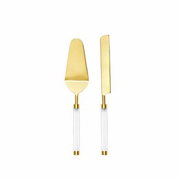 Gold tart and knife shovel with transparent handle