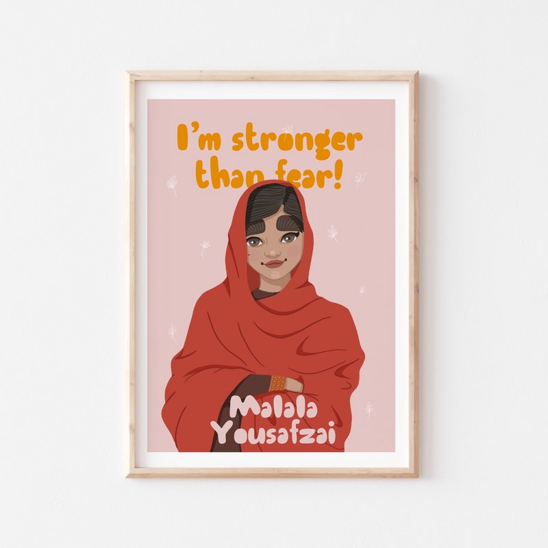 Malala Yousafzai - Kunsttryk til børneværelset (A4)