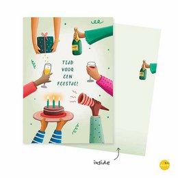 Greeting card Time for a party (folded card)