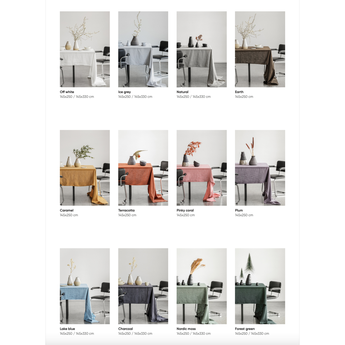 Linnen Tafelkleed Houtskool (250x145 cm)