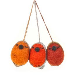 Petirrojos de invierno caprichosos hechos a mano (bolsa de 3) decoraciones biodegradables colgantes para árboles de Navidad