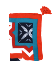 Viscose pareo with geometric pattern in multicolor