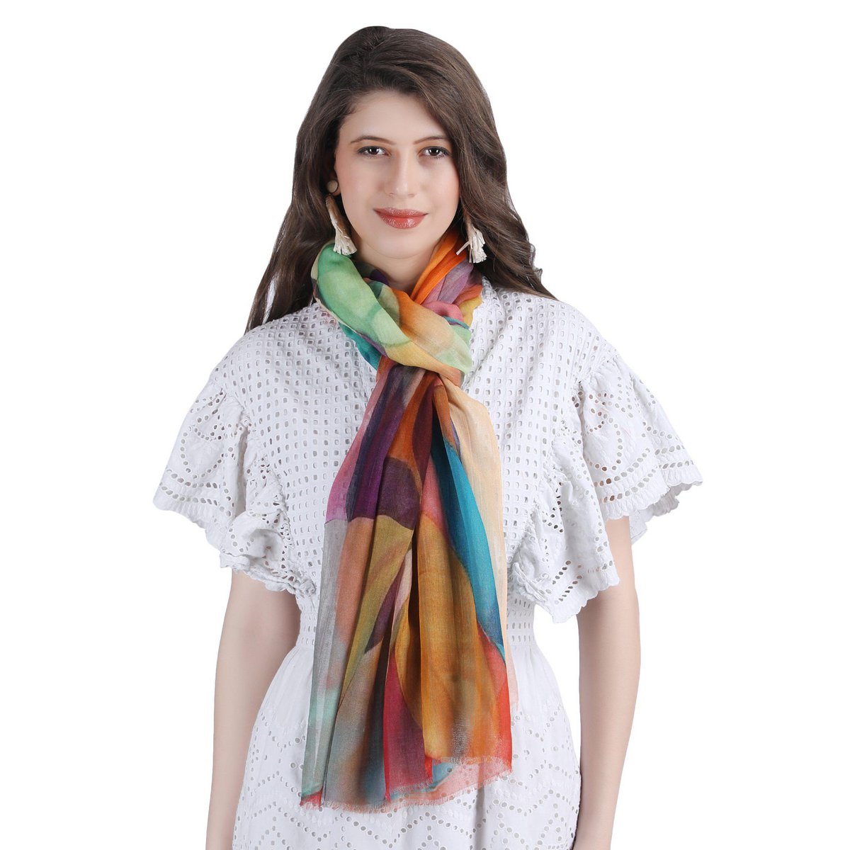 Silk scarf ladies panna