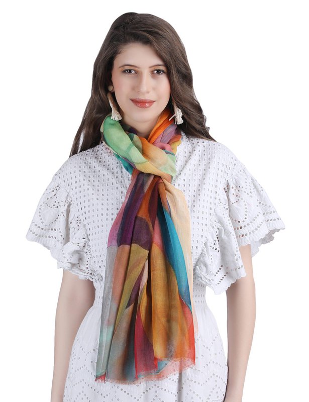Silk scarf ladies panna