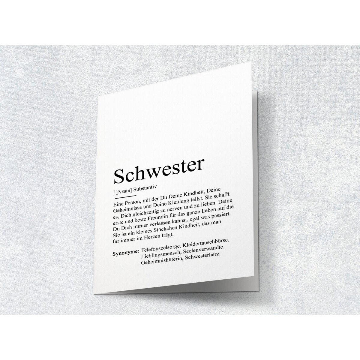 Definition "sister" greeting card