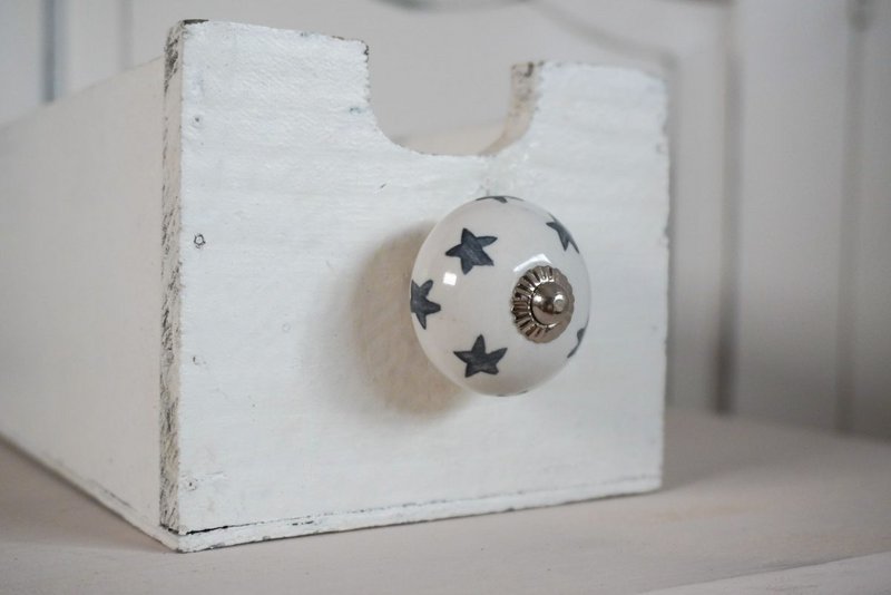 Pomello per mobili bianco con stelle grigie 4 cm Isabelle Rose