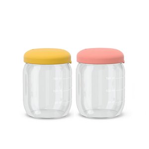 Voedselopslagpot ingesteld in borosilicaatglas 180 ml - Coral / mimosa