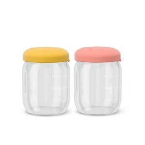Voedselopslagpot ingesteld in borosilicaatglas 180 ml - Coral / mimosa