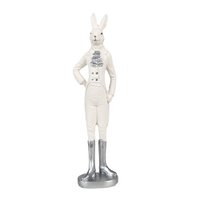 Rabbit statue 28 cm White Polyresin Easter decoration