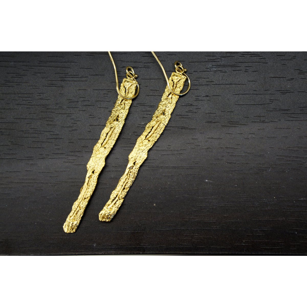 Boomschors oorbellen: handgemaakte natuursieraden (14k goud op zilver)