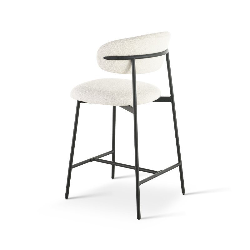Zahra Bar Stool [Set van 2] [Wit] [Boucle Fabric] [65 cm]