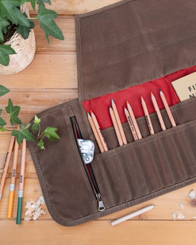 Wachende Leinwandbleistiftrolle für Künstler, Stoffrollen -Stifthalter mit Taschen, Kunsthandwerksgeschäft