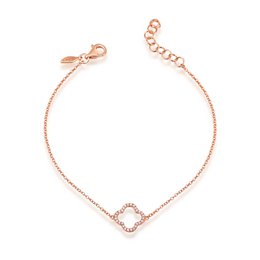 Bracciale trifoglio con diamanti, oro rosa 18 carati